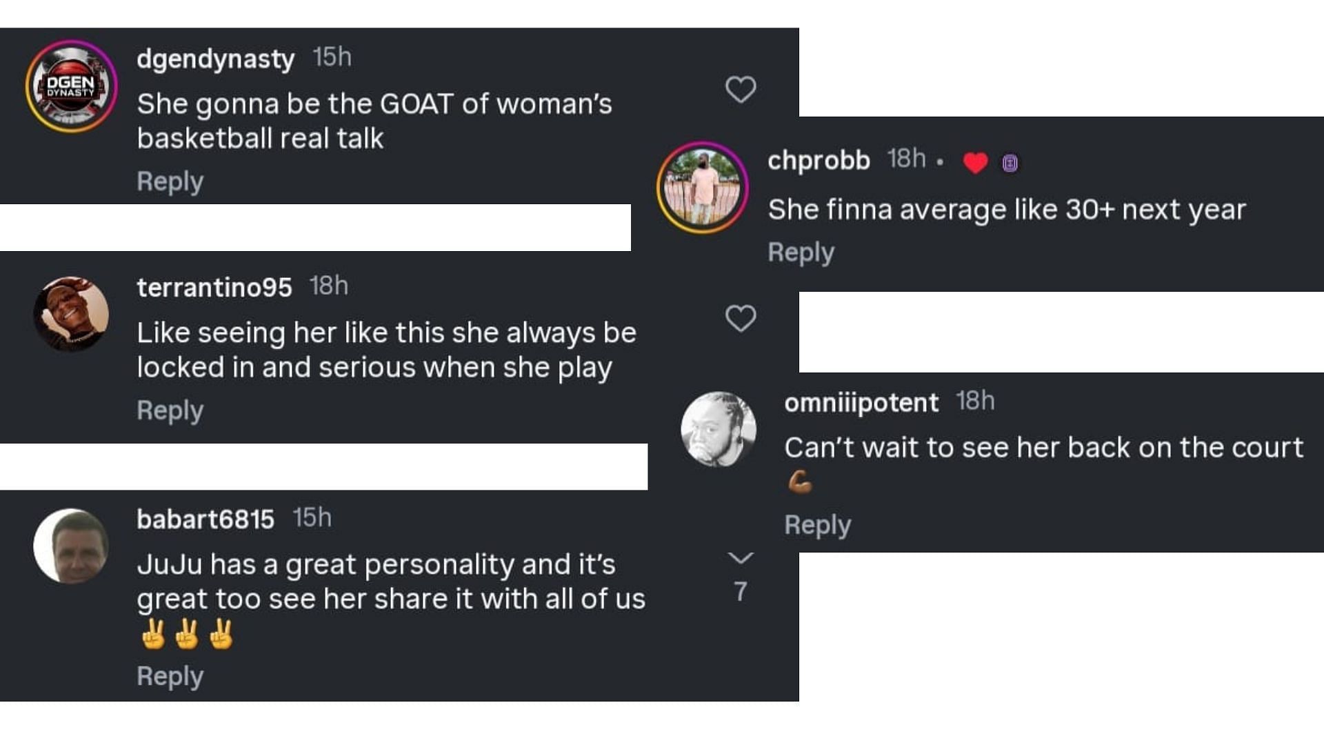 Fans comment on Overtime Select's post about JuJu Watkins